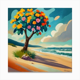 Tree On The Beach Canvas Print