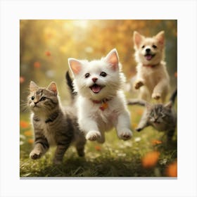 Cute Kittens Running Canvas Print