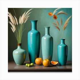 Vases On A Table Canvas Print