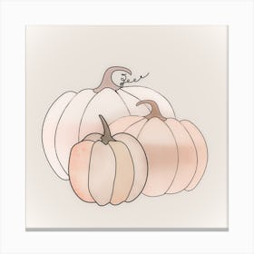 Watercolor Pumpkins Vegetables Autumn Drawing Canvas Print