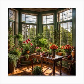 Sunroom With Flowers Canvas Print