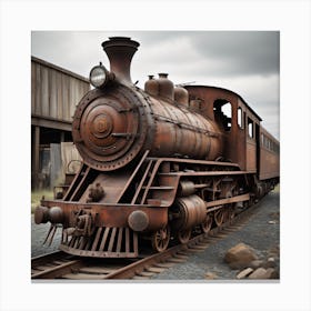 Old Rusty Train Created using Imagine AI Art Canvas Print