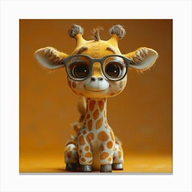 Cute Giraffe With Glasses Canvas Print