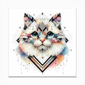 Cat Head - Abstract Line Art Illustration 81 Canvas Print