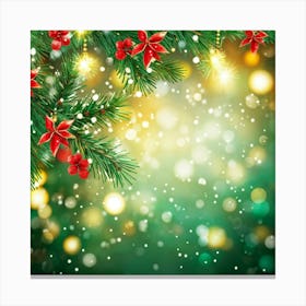 A Festive Greeting Card Photo Design Featuring A Sparkling Gold Framed Tree Branch Captured In Vivi Canvas Print