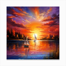 Sunset Sailboats Canvas Print