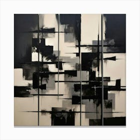 Original Abstract Painting On Canvas Dramatic Wall Art Black Mid Century Modern 4 Canvas Print