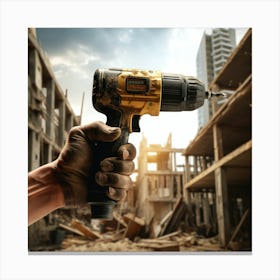 Hand Holding A Drill Canvas Print