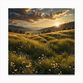 Sunset In The Meadow 1 Canvas Print