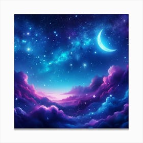 Moon And Stars In The Sky Canvas Print