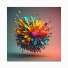 An Abstract Color Explosion 1, that bursts with vibrant hues and creates an uplifting atmosphere. Generated with AI, Art style_Render,CFG Scale_3, Step Scale_50. Canvas Print