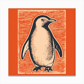 Retro Bird Lithograph Penguin 3 Canvas Print