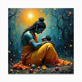 Krishna and Mother Canvas Print