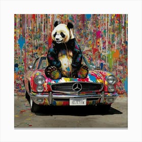 Panda on car Canvas Print