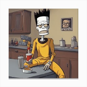 Skeleton In The Kitchen Canvas Print