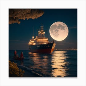 Full Moon Over The Sea 1 Canvas Print