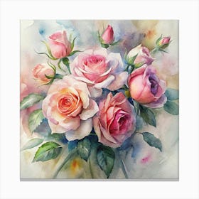 Watercolor Roses 4 Canvas Print