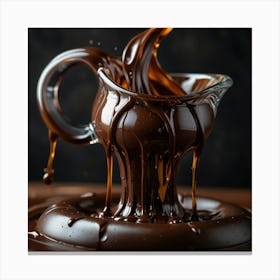 Chocolate Pouring From A Cup Canvas Print