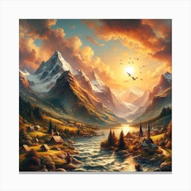 Sunset In The Mountains Canvas Print