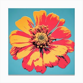 Andy Warhol Style Pop Art Flowers Zinnia 4 Square Canvas Print