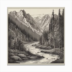 River In The Mountains Canvas Print