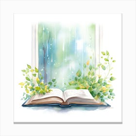 Watercolor Book On Window Sill Canvas Print