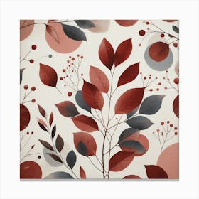 Scandinavian style, Dry red leaves on a branch 2 Canvas Print