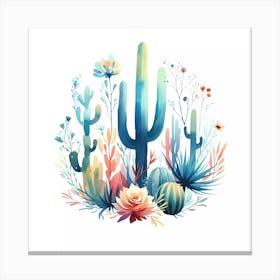 Watercolor Cactus 1 Canvas Print