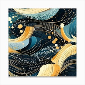 Blue And Gold Waves Canvas Print