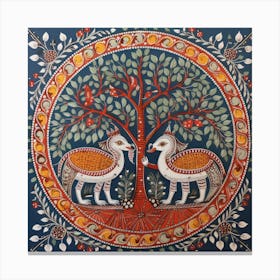 'Two Elephants And A Tree' Canvas Print
