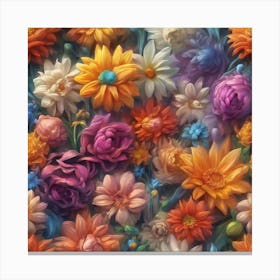 Colorful Flowers Wallpaper Canvas Print