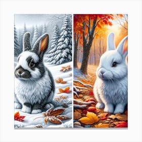 Rabbits In The Snow Canvas Print