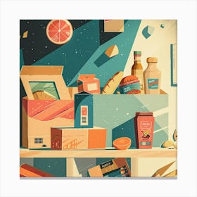 Illustration Of A Refrigerator Canvas Print