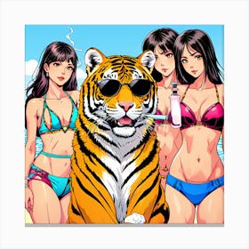 Tiger On The Beach Canvas Print