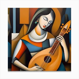 Woman Playing A Lute Canvas Print