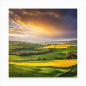 Sunset Over Fields Canvas Print