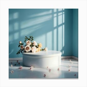 White Vase With Flowers Canvas Print