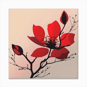 Branch with beige red flower ... Canvas Print