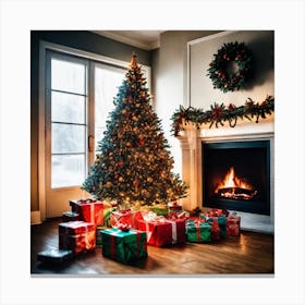 Christmas Tree In The Living Room 48 Canvas Print