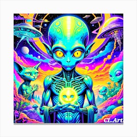 Aliens And Cats Canvas Print