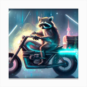 Raccoon on Motorcycle 2 Canvas Print