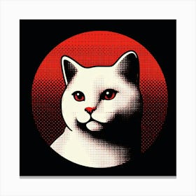 Cat In A Red Circle Canvas Print