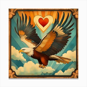 Eagle with Heart-shaped Cloud 5 Canvas Print