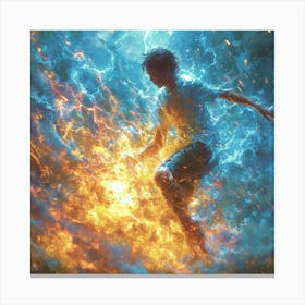 Boy Kicking A Ball Canvas Print