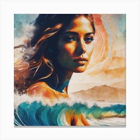 Girl In The Ocean Canvas Print