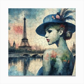 Abstract Puzzle Art French woman in Paris 1 Canvas Print