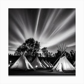 Teepees At Night 20 Canvas Print