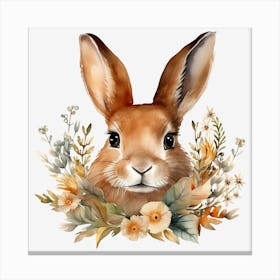 Rabbit With Flowers 2 Canvas Print