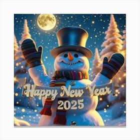 Leonardo Phoenix 10 A Whimsical Snowman Adorned With A Stylish 3 Canvas Print