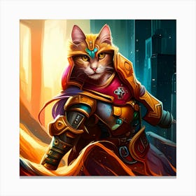 Cat In Armor 2 Canvas Print